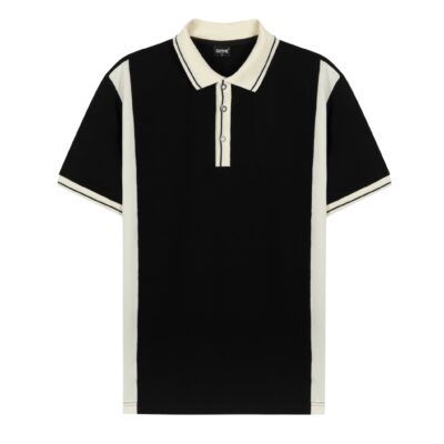 Áo thun polo big size GEMME MEN phối màu đen - kem, chuẩn form, sang trọng, thanh lịch, Big Size 55 - 130kg