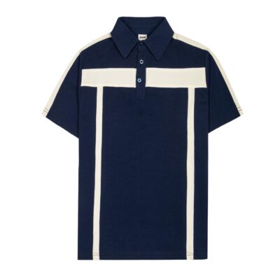 Áo thun polo big size GEMME MEN phối màu xanh navy - kem nhạt, chuẩn form, sang trọng, thanh lịch, Big Size 55 - 130kg