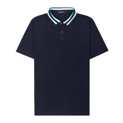 Áo thun polo big size CVC PREMIUM GEMME MEN xanh đen, bo cổ màu xanh trắng, chuẩn form, sang trọng, Big Size 55kg-150kg